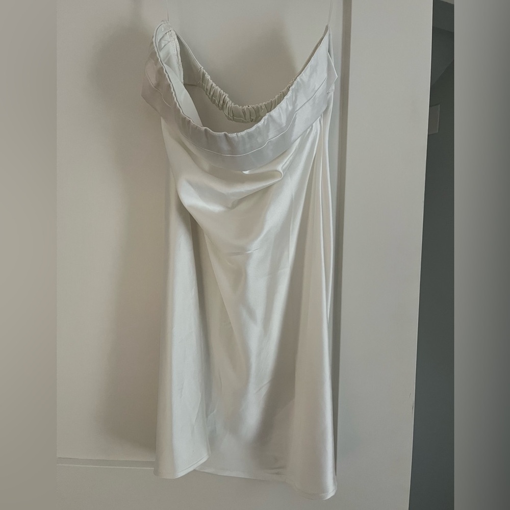 Altar’d State Elegant White Satin Slip Dress